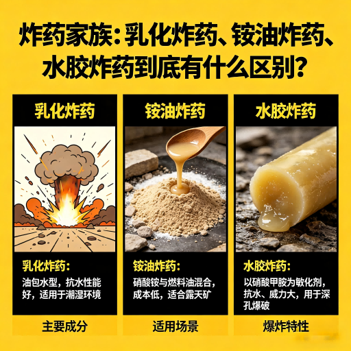 天峨炸药家族：乳化炸药、铵油炸药、水胶炸药到底有什么区别？